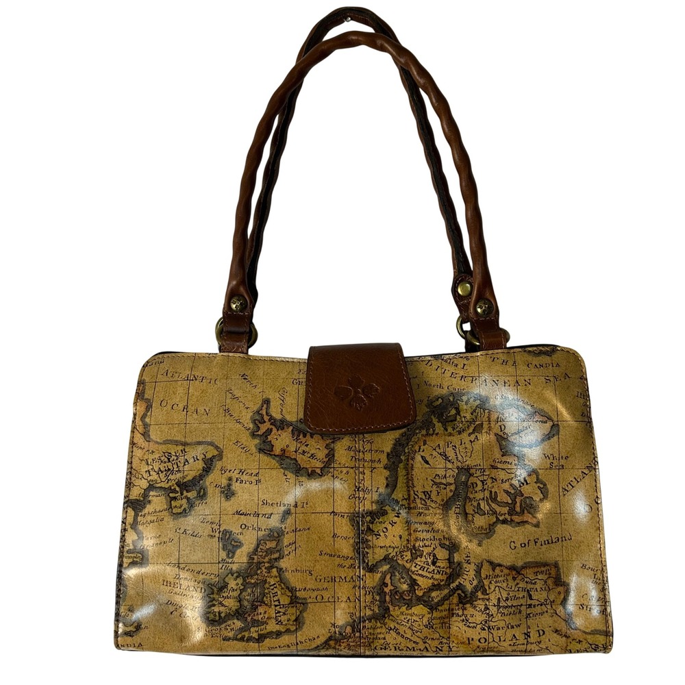 Patricia Nash Rienzo Satchel European Map Leather Shoulder Certification Card